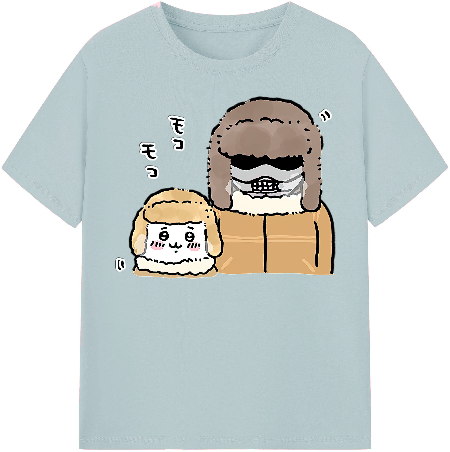 （画像用） ちいかわ 労働の鎧さん Chii-kawa Mr. Armor of Labor 綿100％半袖Tシャツ（フロントプリント）